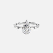  The Hailey Pear Moissanite Ring 18k White Gold 001