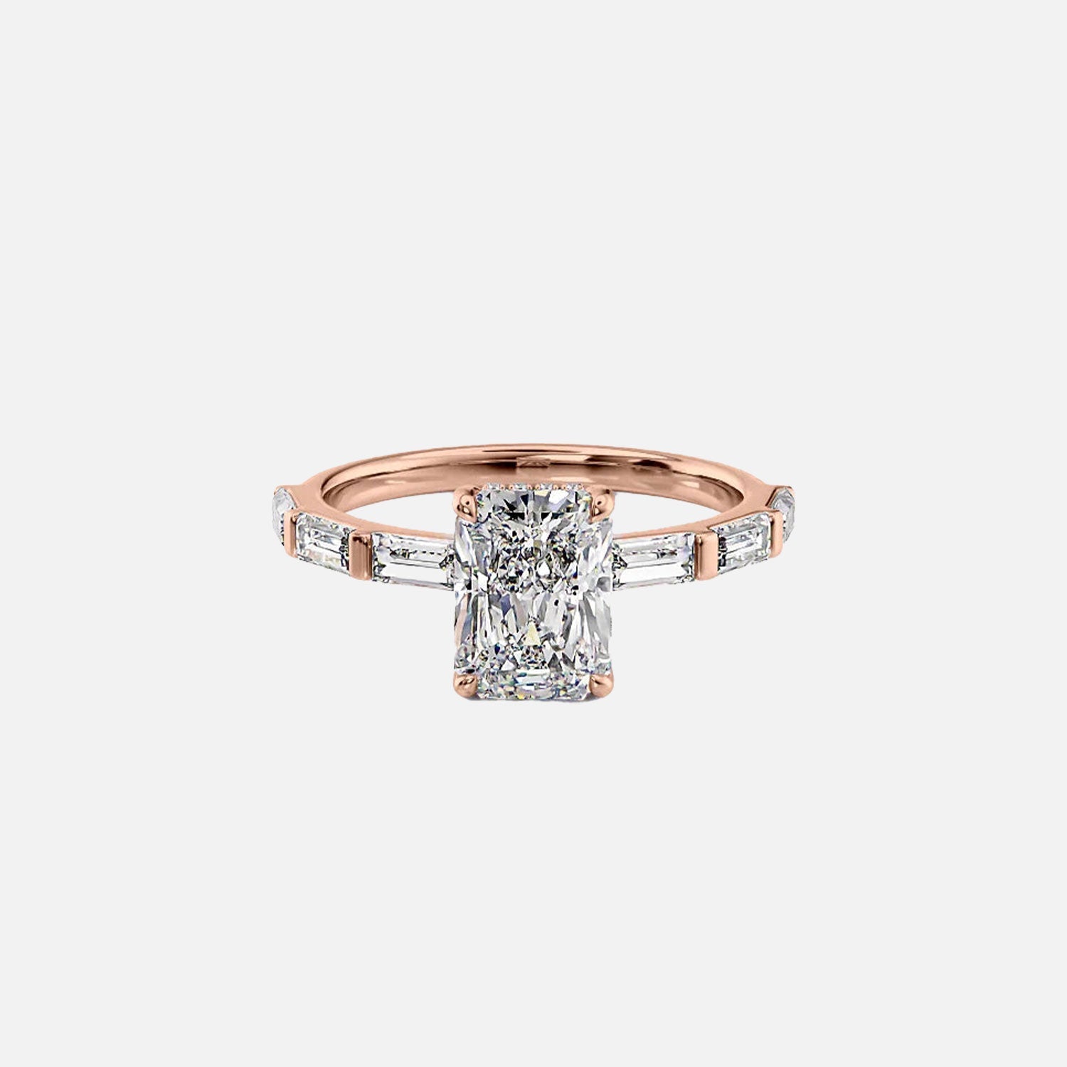  The Hailey Radiant Moissanite Ring 14k Rose Gold 001