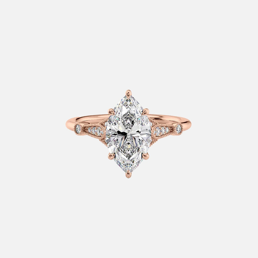  The Halo Stephanie Marquise Lab Diamond Ring 14k Rose Gold 001