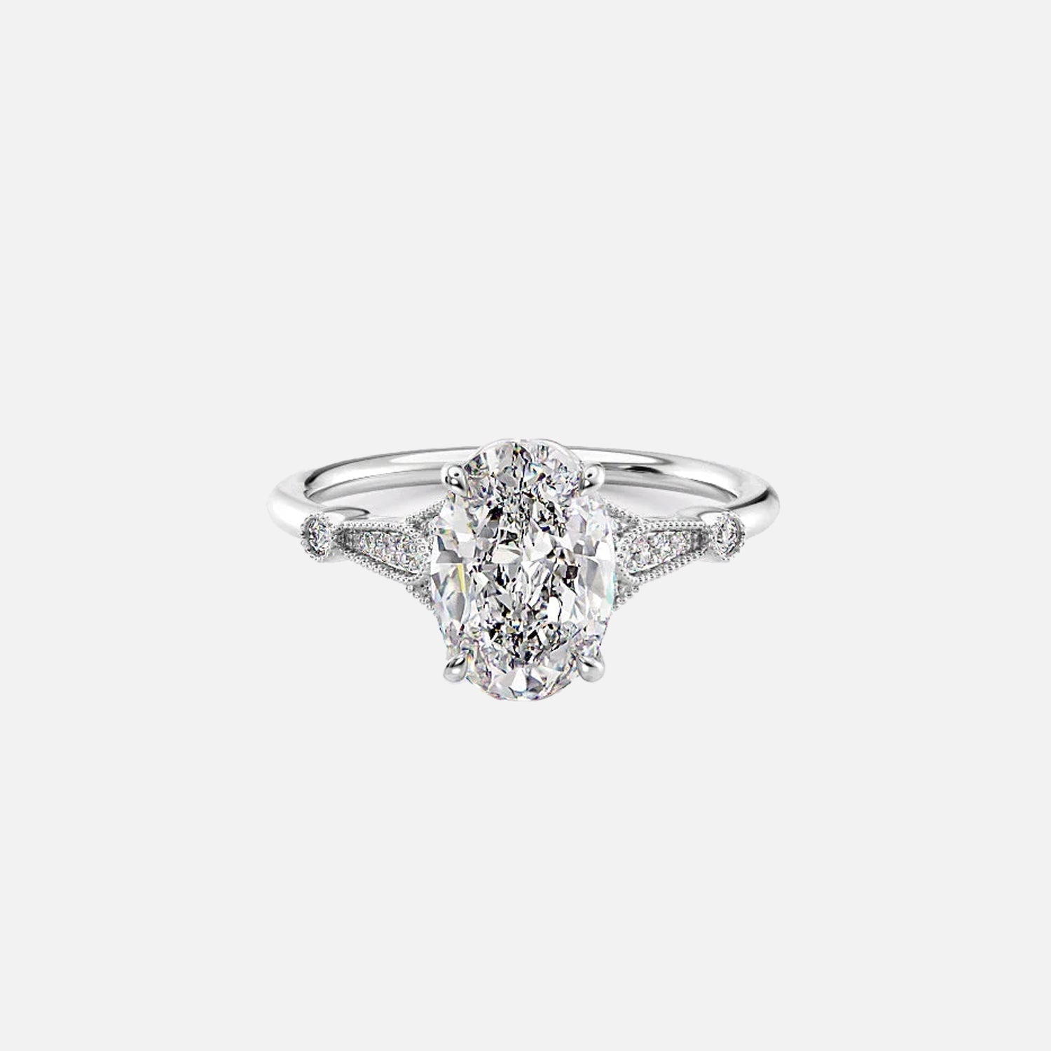  The Halo Stephanie Oval Lab Diamond Ring 14k White Gold 001