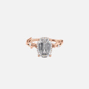  The Halo Twig Emerald Lab Diamond Ring 14k Rose Gold 001