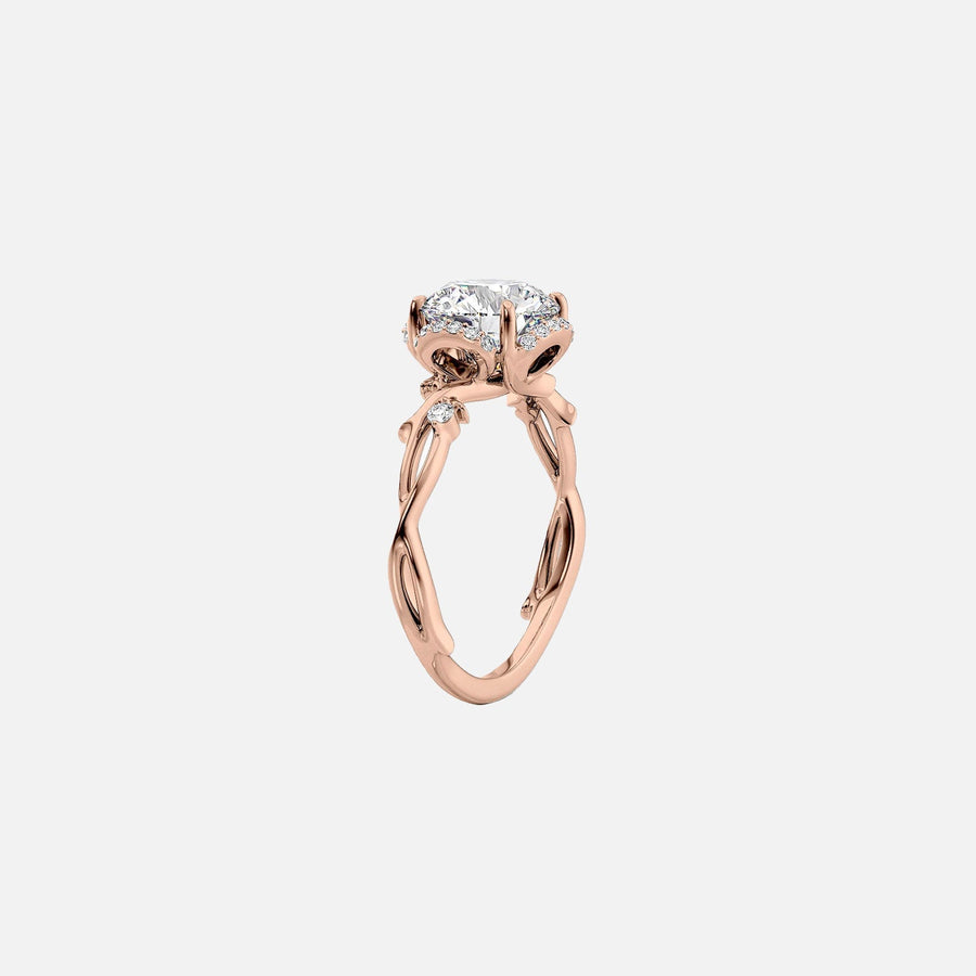  The Halo Twig Emerald Lab Diamond Ring 14k Rose Gold 002