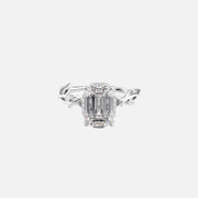  The Halo Twig Emerald Moissanite Ring 18k White Gold 001