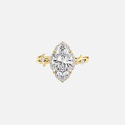 The Halo Twig Marquise Lab Diamond Ring 14k Yellow Gold 001