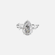  The Halo Twig Pear Lab Diamond Ring 18k White Gold 001