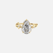  The Halo Twig Pear Moissanite Ring 18k Yellow Gold 001