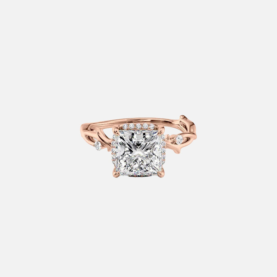  The Halo Twig Princess Lab Diamond Ring 14k Rose Gold 001