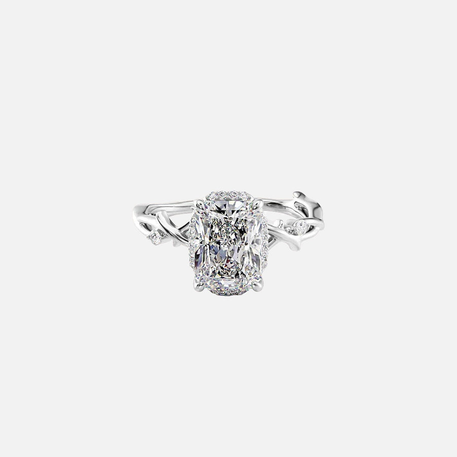  The Halo Twig Radiant Lab Diamond Ring 14k White Gold 001