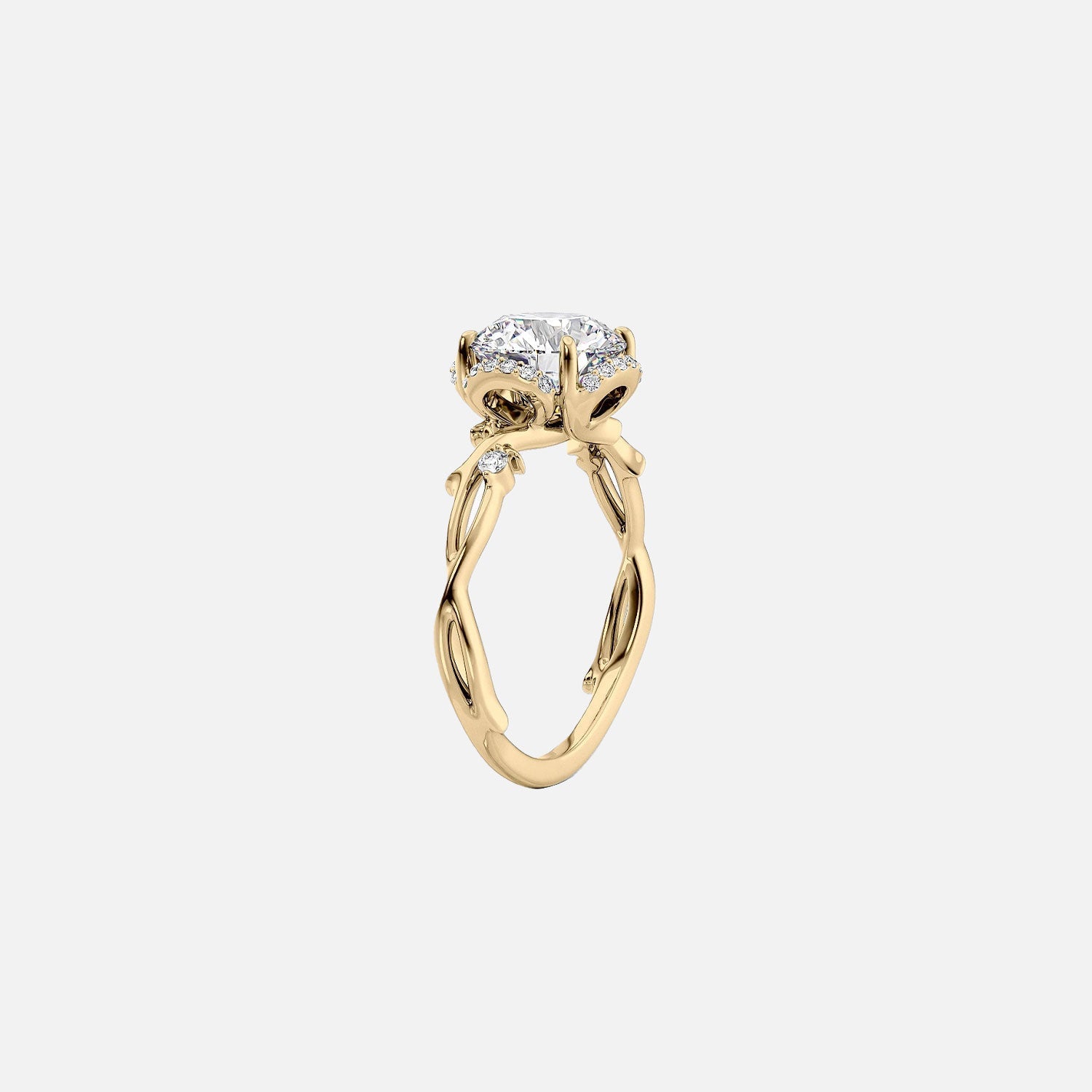  The Halo Twig Round Lab Diamond Ring 14k Yellow Gold 002