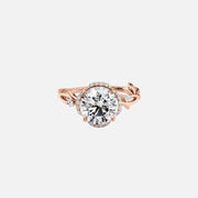  The Halo Twig Round Moissanite Ring 14k Rose Gold 001