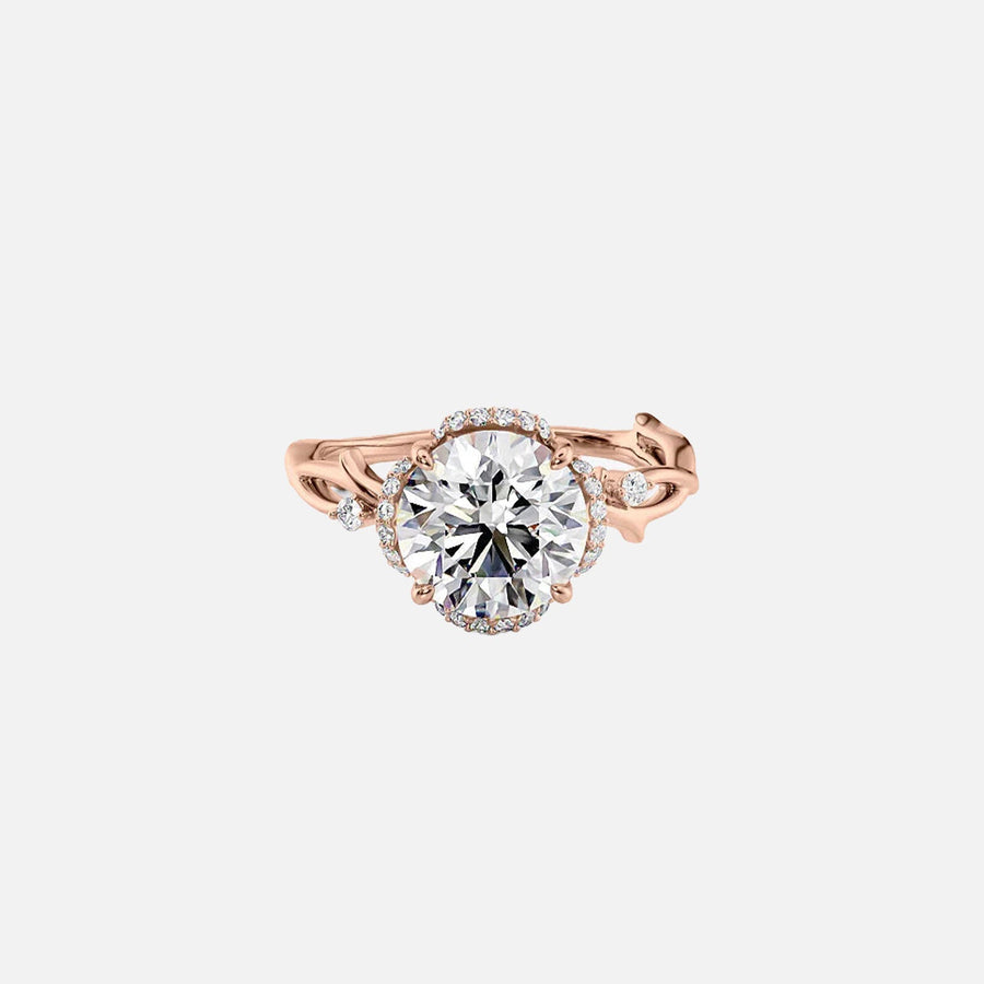  The Halo Twig Round Moissanite Ring 14k Rose Gold 001