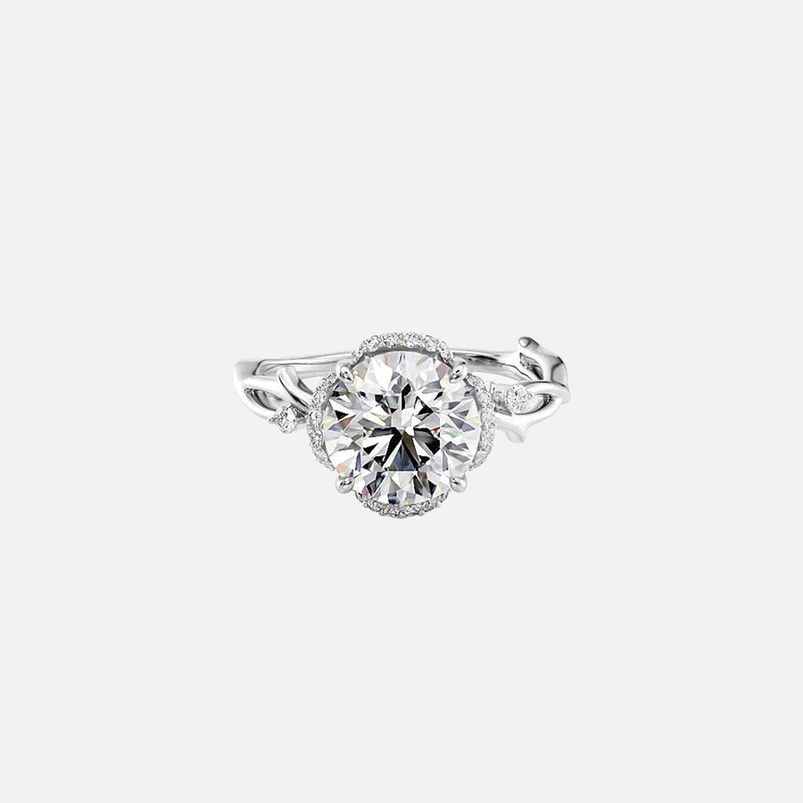  The Halo Twig Round Moissanite Ring 14k White Gold 001