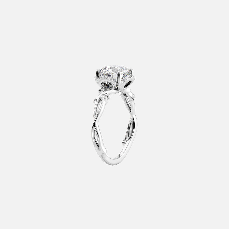  The Halo Twig Round Moissanite Ring 18k White Gold 002