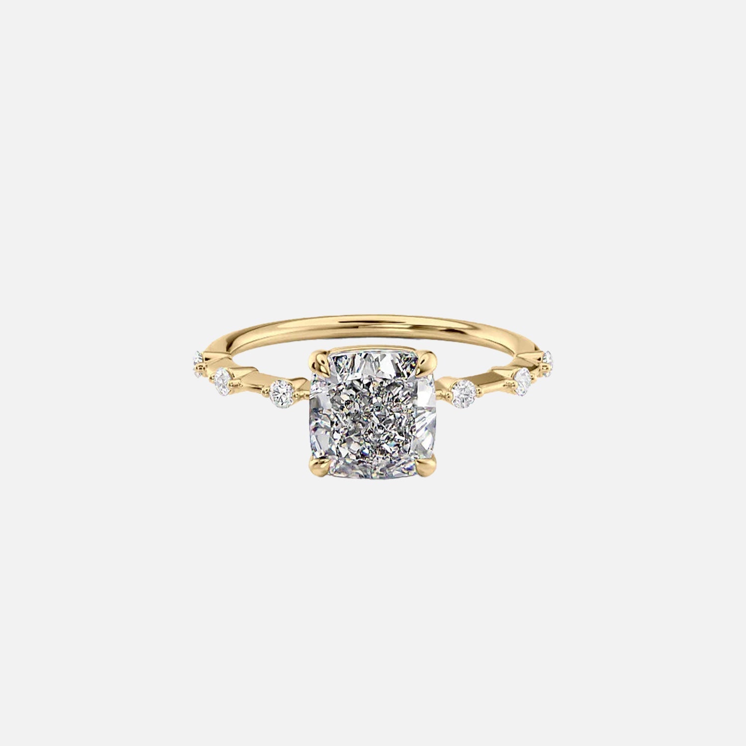 The Hidden Halo Penelope Cushion Lab Diamond Ring 14k Yellow Gold 001