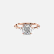  The Hidden Halo Penelope Cushion Moissanite Ring 14k Rose Gold 001