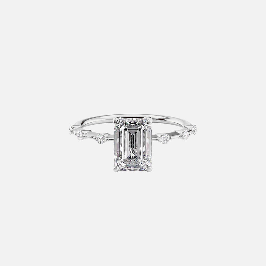  The Hidden Halo Penelope Emerald Lab Diamond Ring 18k White Gold 001