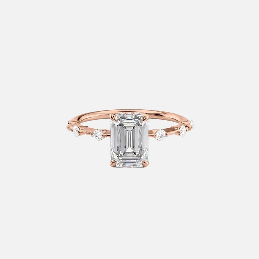  The Hidden Halo Penelope Emerald Moissanite Ring 14k Rose Gold 001