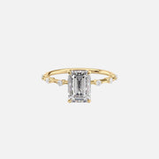 The Hidden Halo Penelope Emerald Moissanite Ring 14k Yellow Gold 001