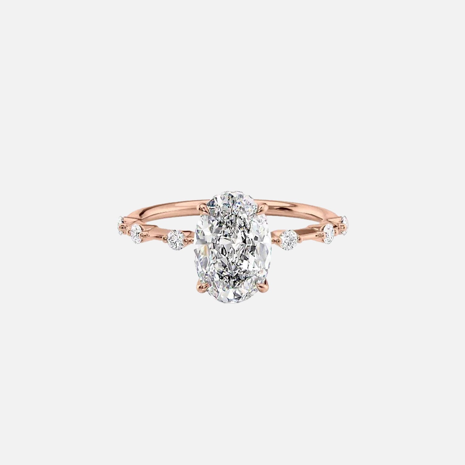  The Hidden Halo Penelope Oval Moissanite Ring 14k Rose Gold 001