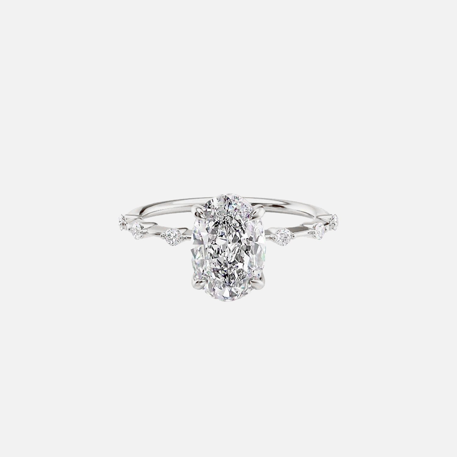  The Hidden Halo Penelope Oval Moissanite Ring 14k White Gold 001