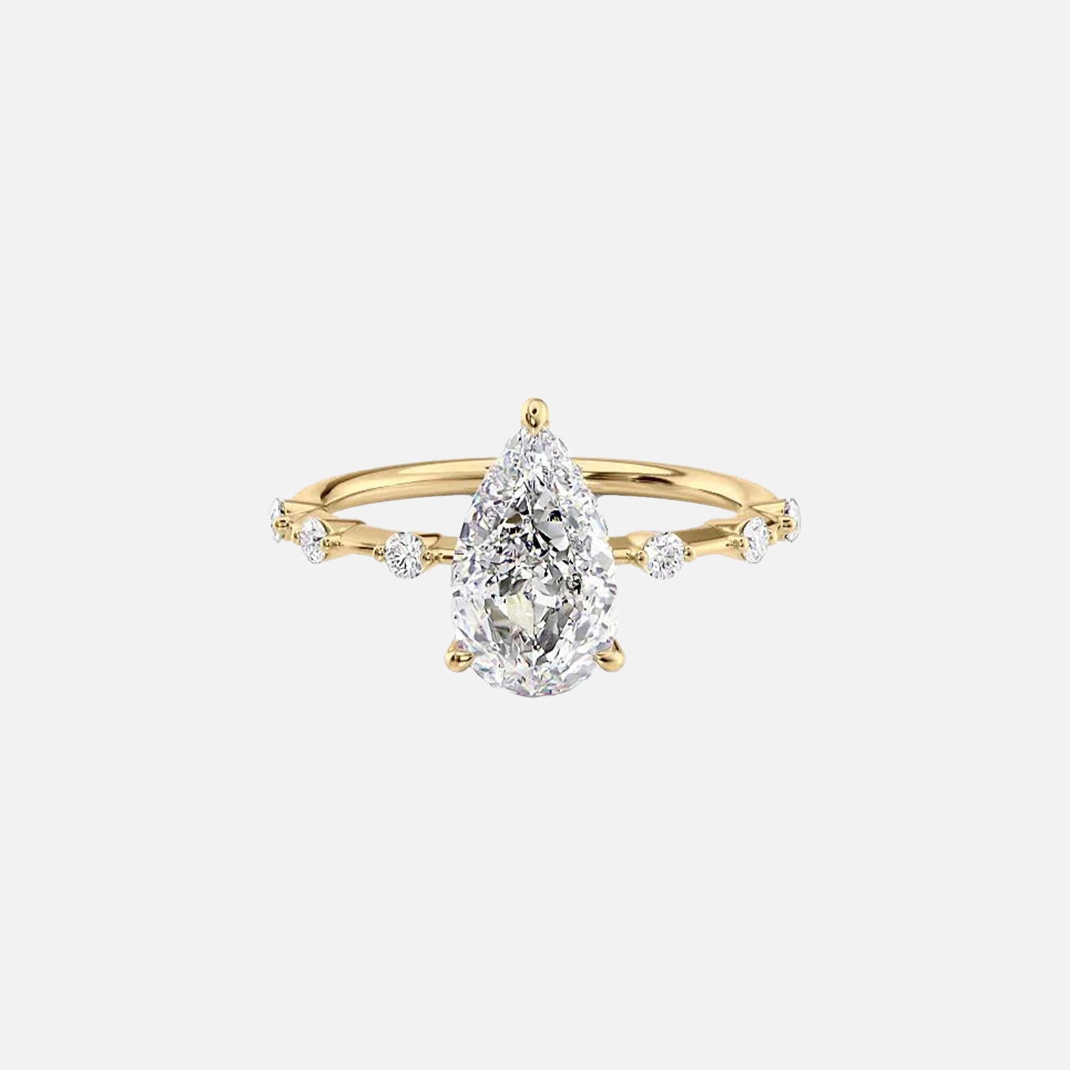 The Hidden Halo Penelope Pear Lab Diamond Ring 14k Yellow Gold 001