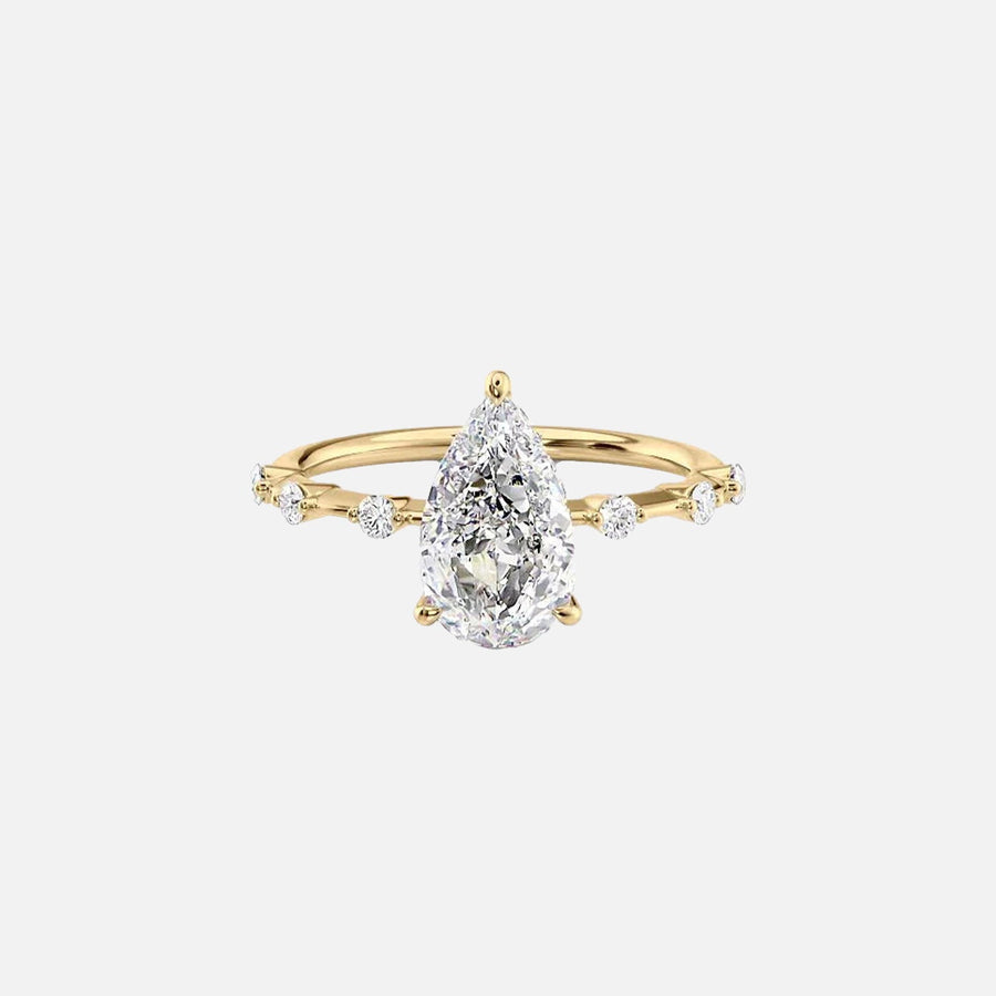 The Hidden Halo Penelope Pear Moissanite Ring 14k Yellow Gold 001