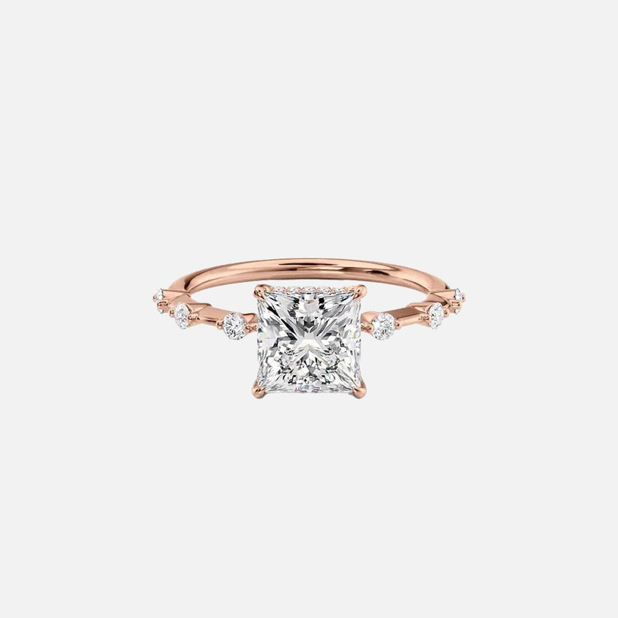  The Hidden Halo Penelope Princess Lab Diamond Ring 14k Rose Gold 001