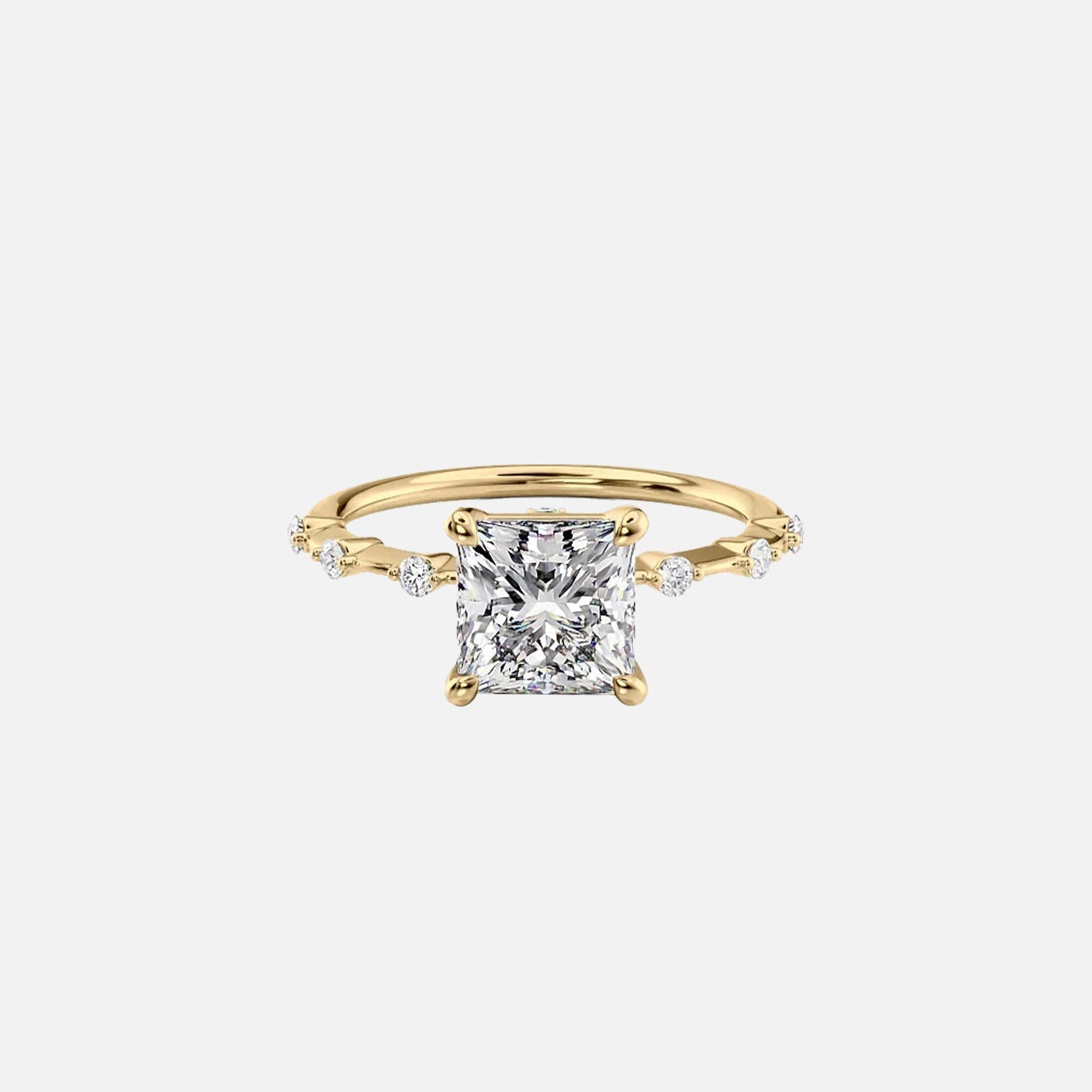 The Hidden Halo Penelope Princess Lab Diamond Ring 14k Yellow Gold 001