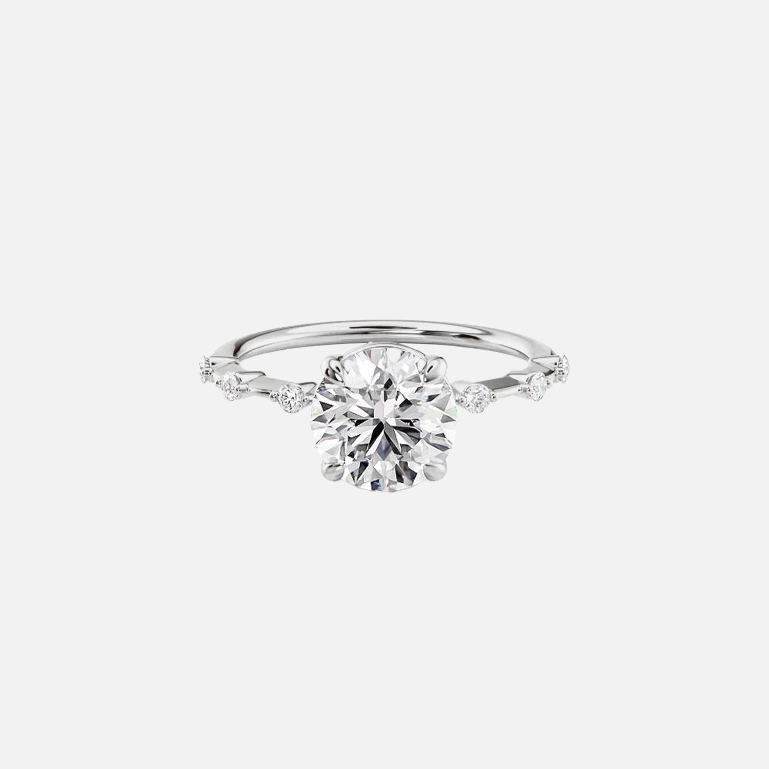  The Hidden Halo Penelope Round Moissanite Ring 14k White Gold 001