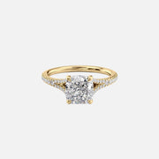 The Jade Cushion Lab Diamond Ring 14k Yellow Gold 001
