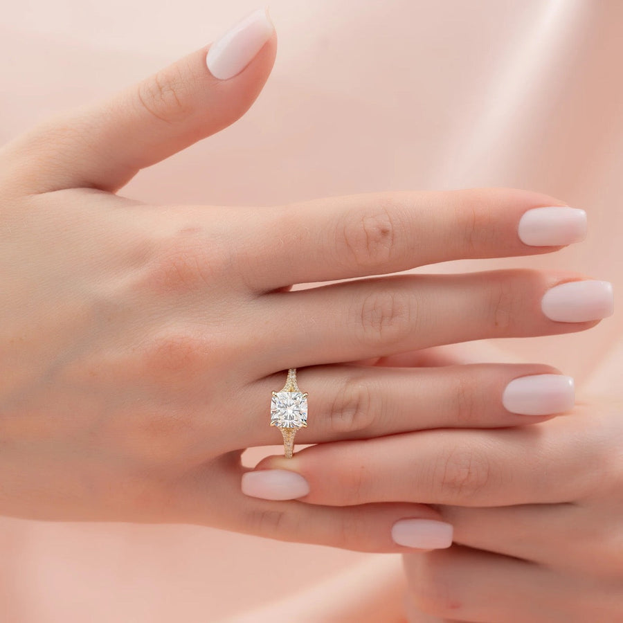  The Jade Cushion Lab Diamond Ring 14k Yellow Gold 003
