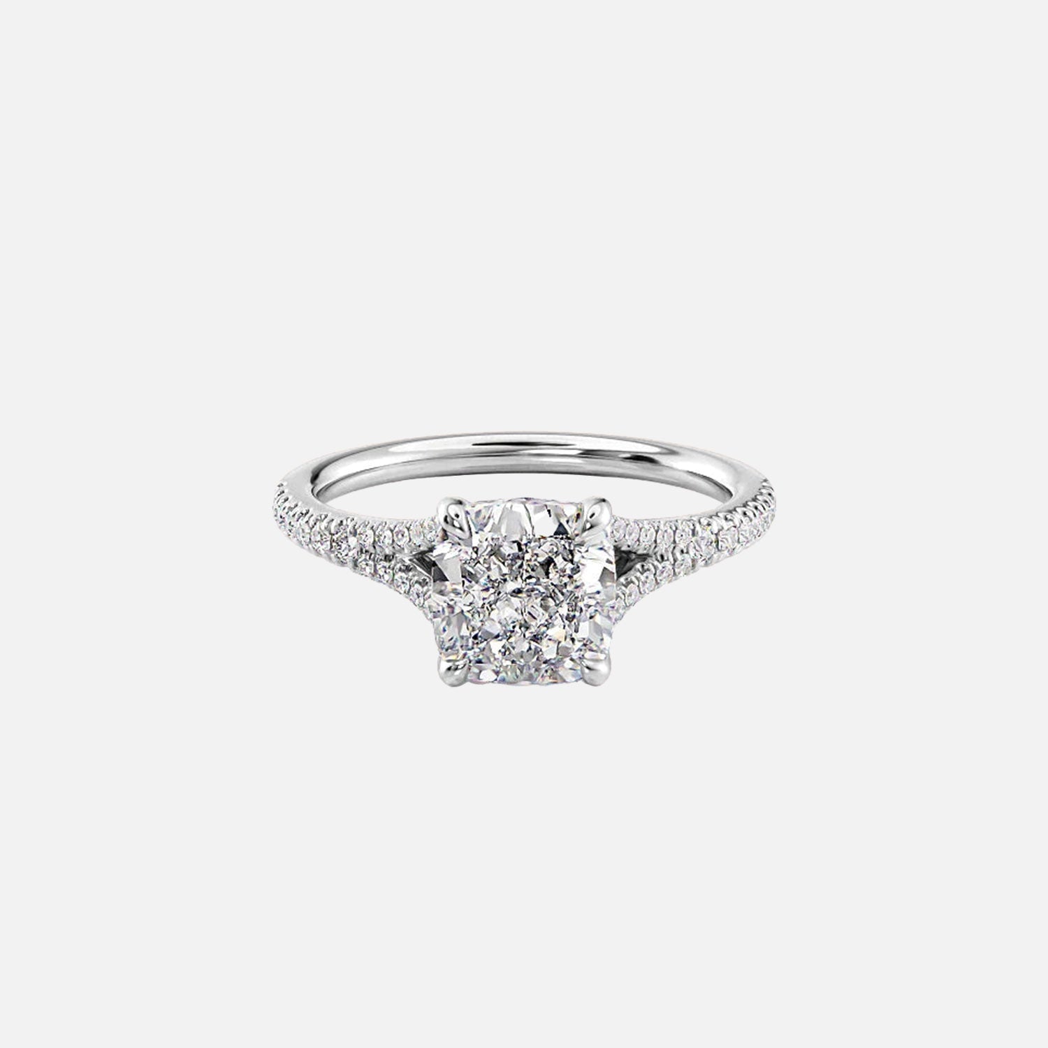  The Jade Cushion Moissanite Ring 14k White Gold 001
