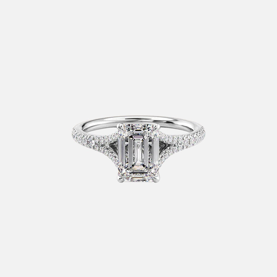  The Jade Emerald Moissanite Ring 14k White Gold 001