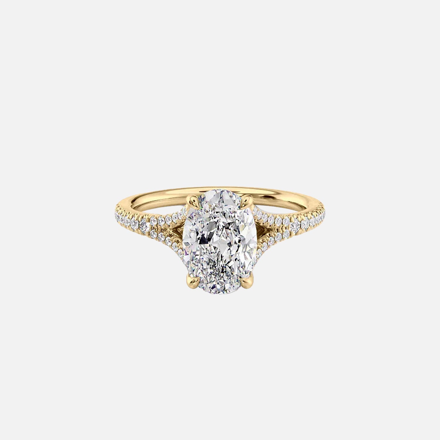 The Jade Oval Moissanite Ring 14k Yellow Gold 001