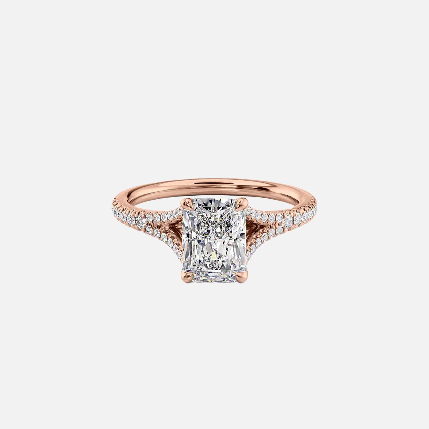  The Jade Radiant Moissanite Ring 14k Rose Gold 001