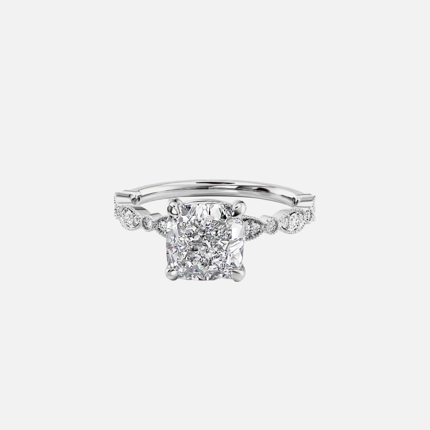  The Jasmine Cushion Lab Diamond Ring 14k White Gold 001