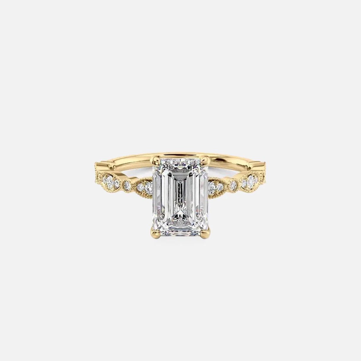 The Jasmine Emerald Lab Diamond Ring 14k Yellow Gold 001