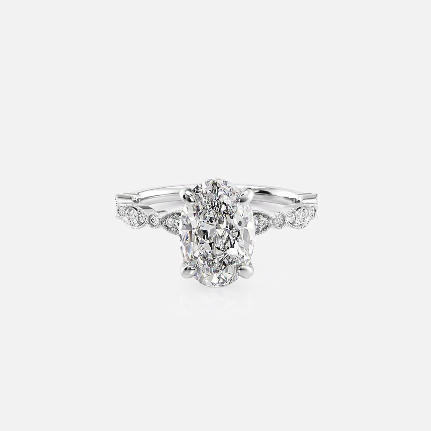  The Jasmine Oval Moissanite Ring 14k White Gold 001