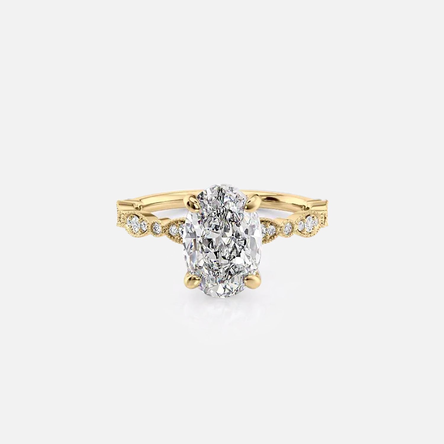 The Jasmine Oval Moissanite Ring 14k Yellow Gold 001