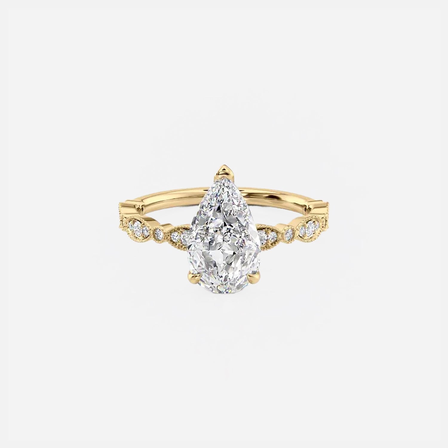 The Jasmine Pear Lab Diamond Ring 14k Yellow Gold 001