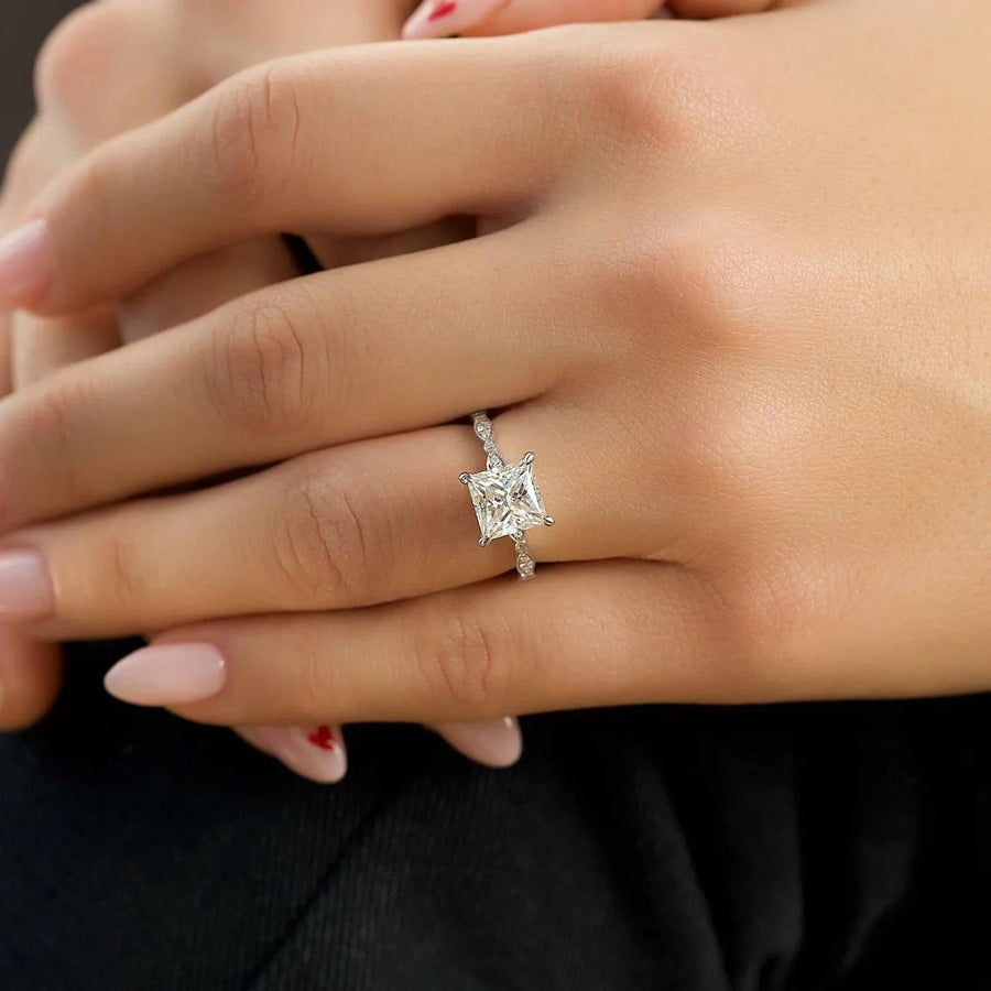  The Jasmine Princess Lab Diamond Ring 14k White Gold 003