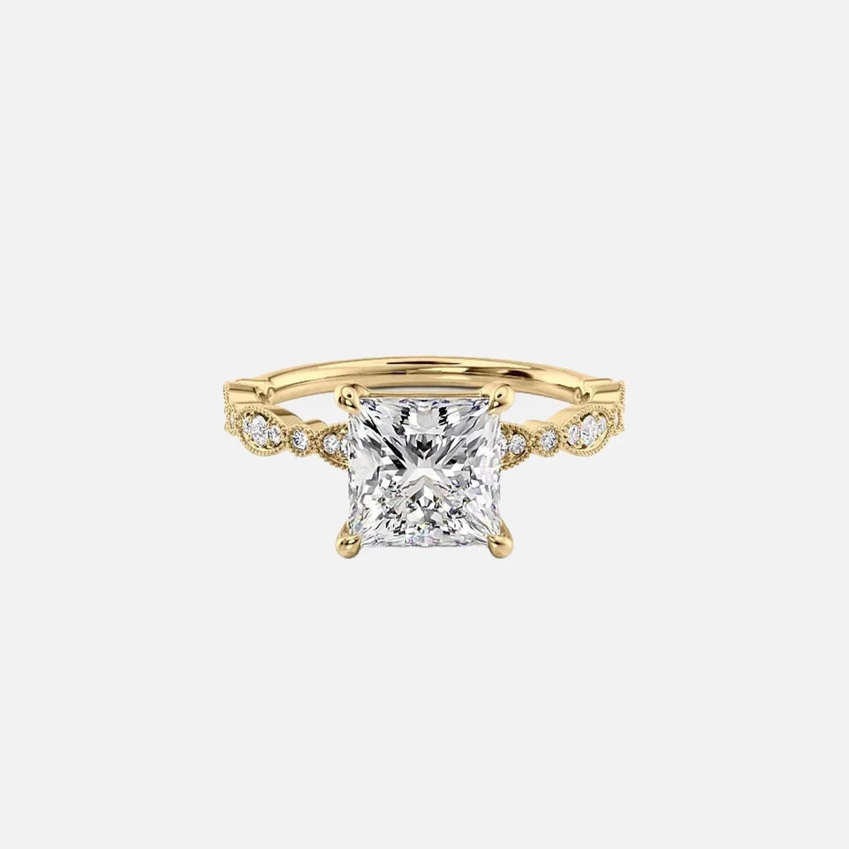 The Jasmine Princess Lab Diamond Ring 14k Yellow Gold 001