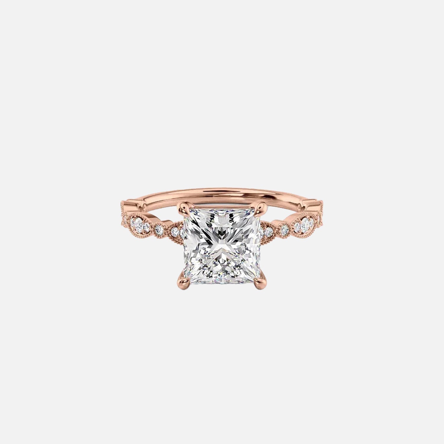  The Jasmine Princess Moissanite Ring 14k Rose Gold 001