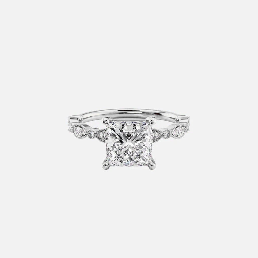  The Jasmine Princess Moissanite Ring 18k White Gold 001