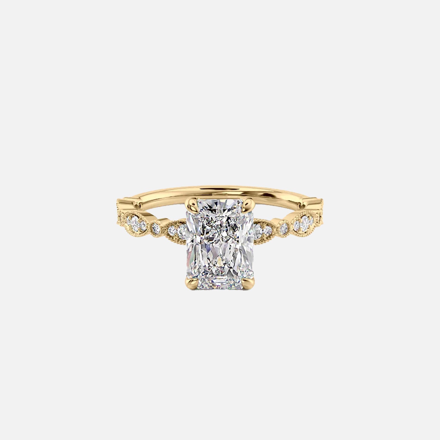 The Jasmine Radiant Lab Diamond Ring 14k Yellow Gold 001