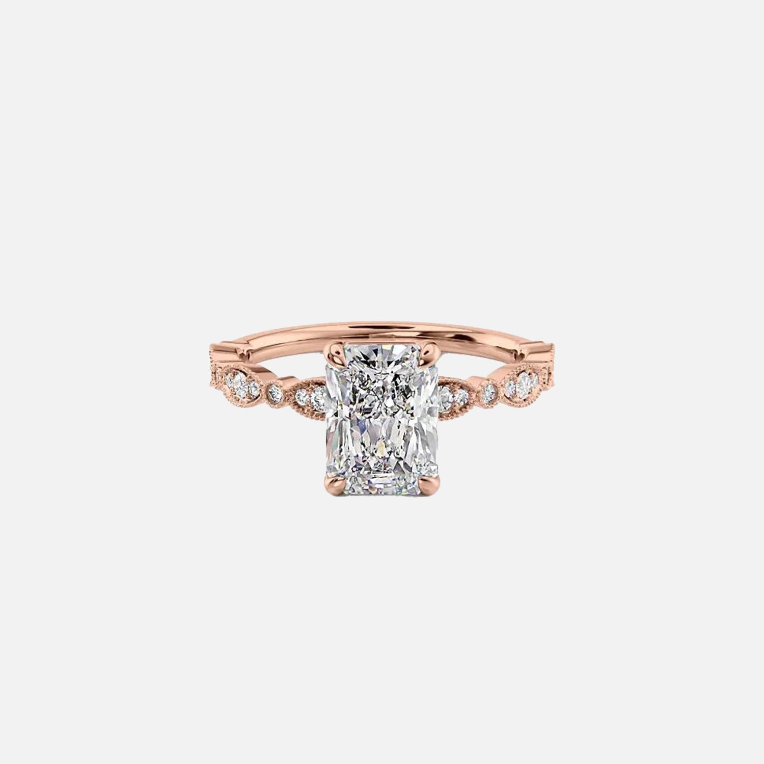 The Jasmine Radiant Moissanite Ring 14k Rose Gold 001