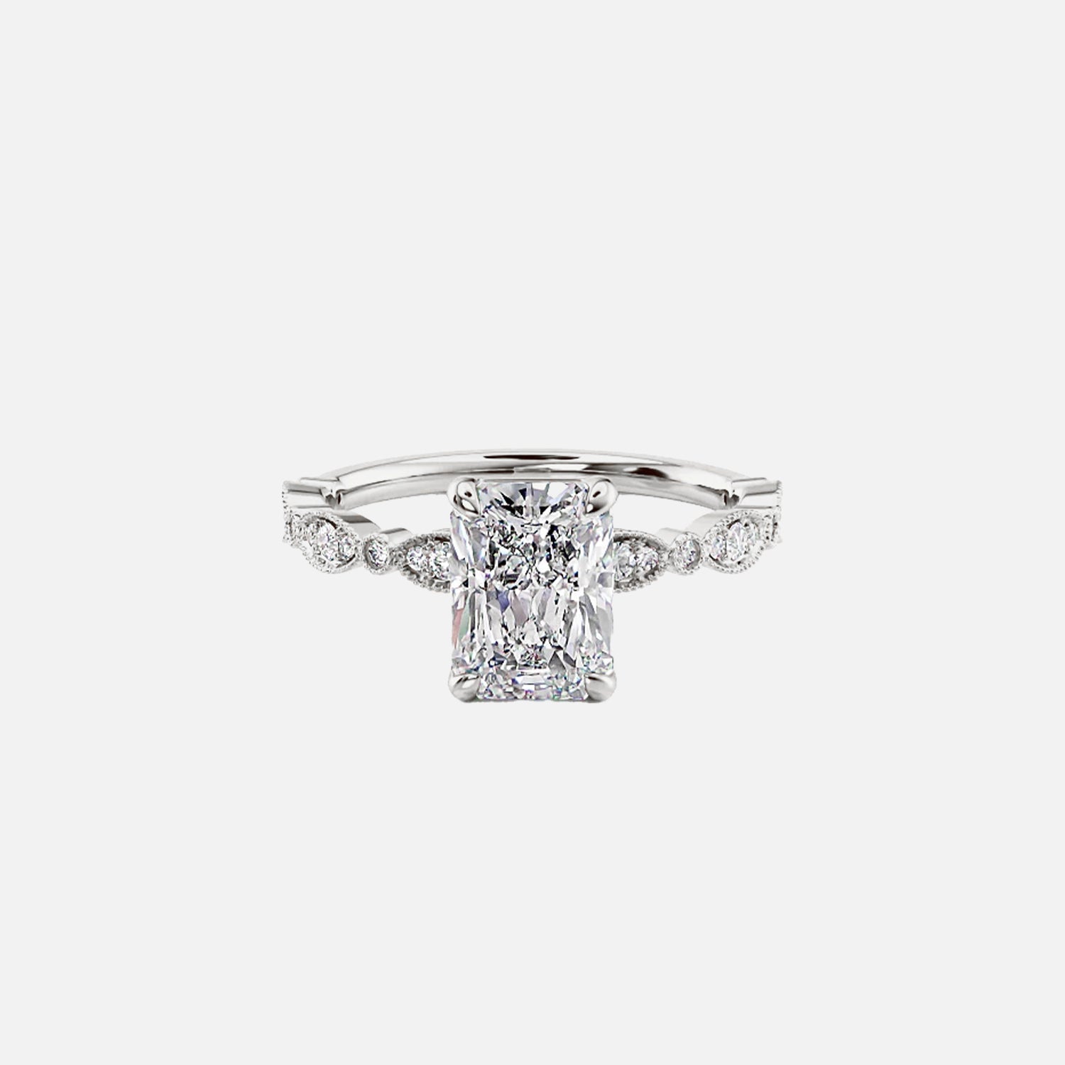  The Jasmine Radiant Moissanite Ring 14k White Gold 001