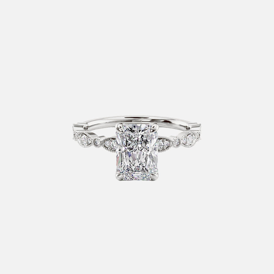  The Jasmine Radiant Moissanite Ring 18k White Gold 001
