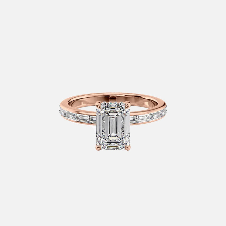  The Jennifer Emerald Moissanite Ring 18k Rose Gold 001