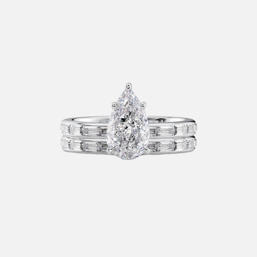  The Jennifer Pear Moissanite Ring 18k White Gold 003